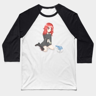 Red Hair Dragon Anime Girl With Baby Dragon Baseball T-Shirt